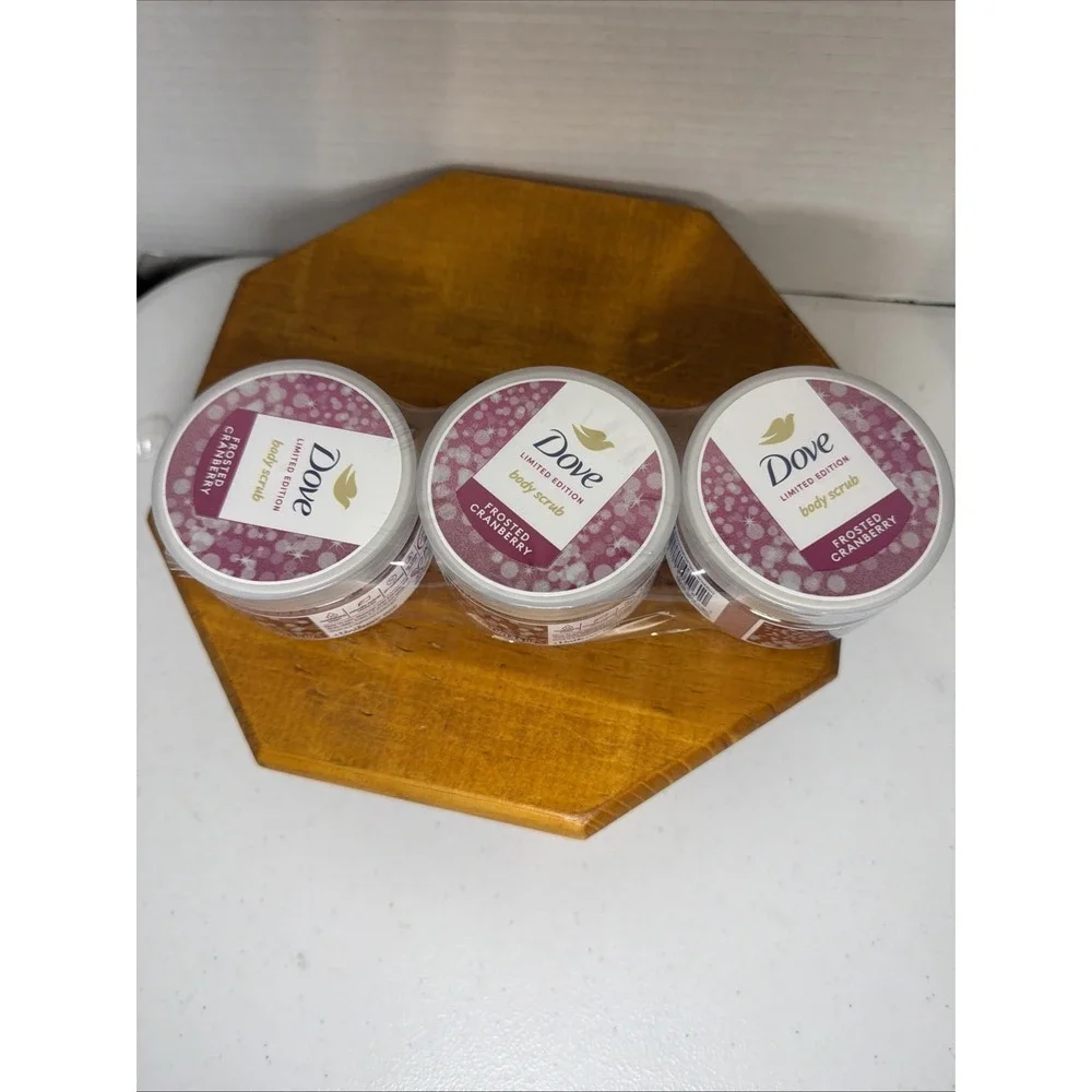 Dove Beauty Body Scrub Holiday Limited Edition- Frosted Cranberry 3.5oz SET OF 3